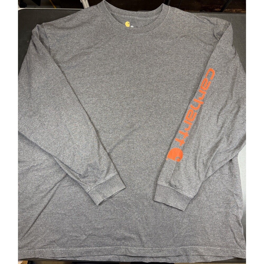 Carhartt shirt mens 4XL  Heathered gray long sleeve spell out logo workwear